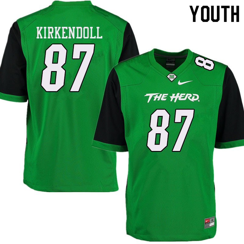 Youth #87 Jacob Kirkendoll Marshall Thundering Herd College Football Jerseys Sale-Green - Click Image to Close